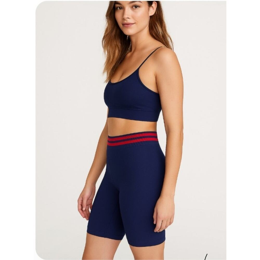 Victoria's Secret Pink Active Women's High Waist Bike Shorts Yoga Blue Size XL